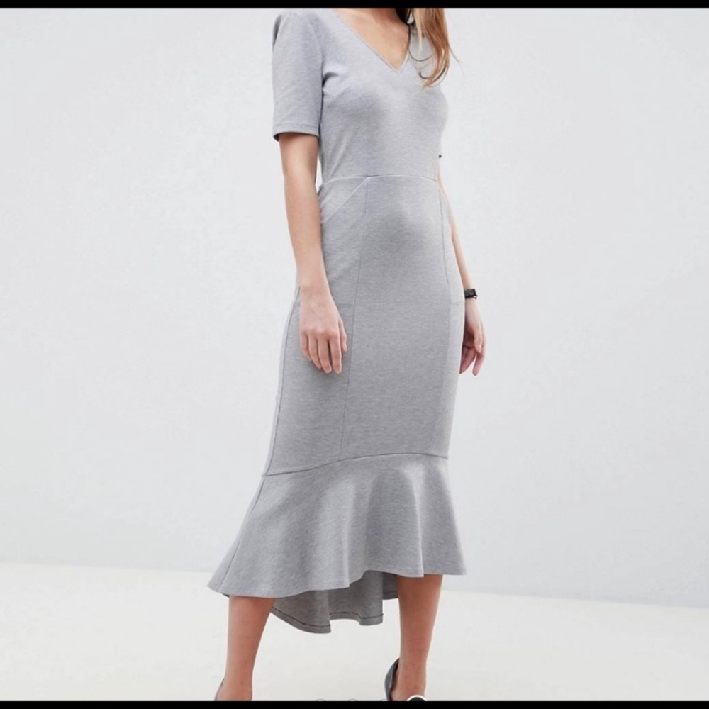 ASOS gray peplum dress with pockets